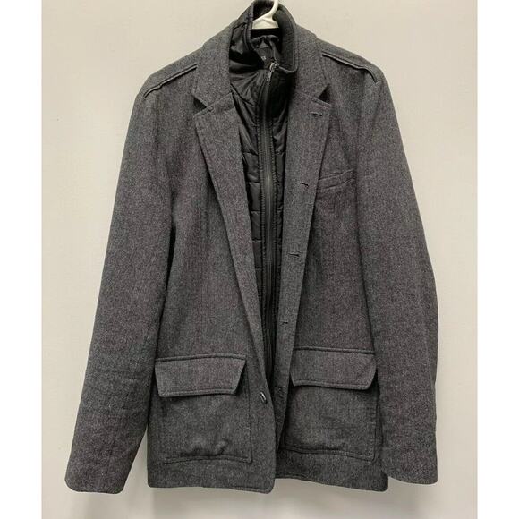 GUESS wool sports coat Mens Large quilted bib Gray Lined Pockets - Picture 1 of 5
